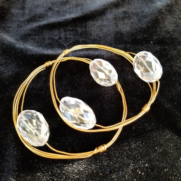 Susan Hanover 2 clear stones bangle bracelets. 2 - Picture 3 of 4